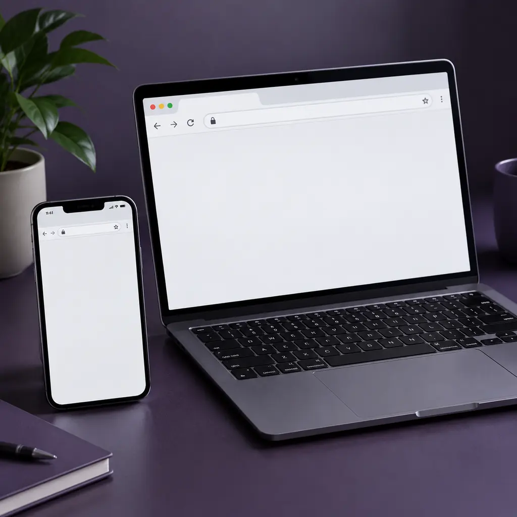 Ponsel dan laptop untuk membaca kebijakan privasi